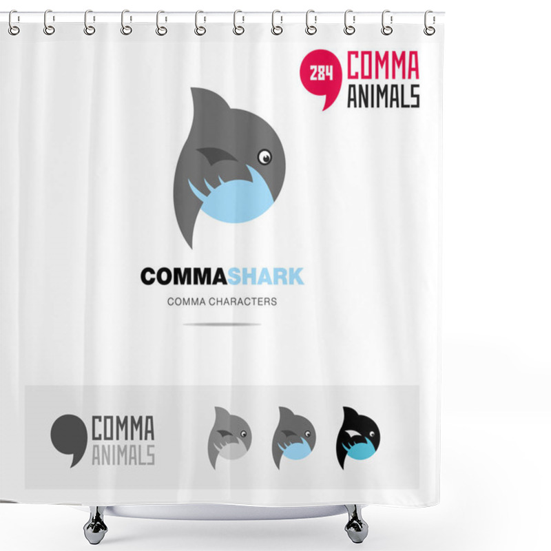 Personality  Shark Animal Concept Icon Set And Modern Brand Identity Logo Template And App Symbol Based On Comma Sign Shower Curtains