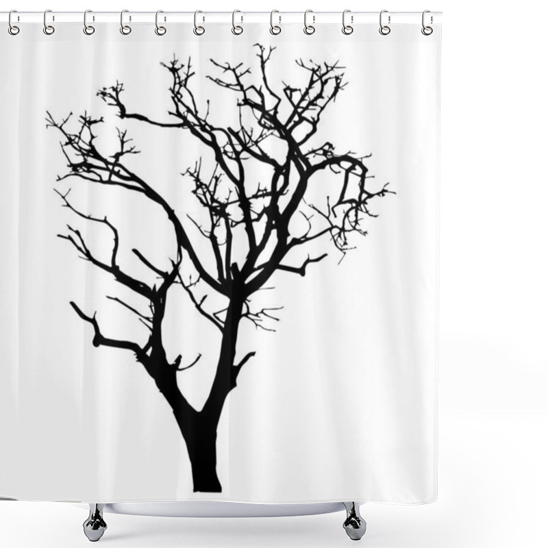 Personality  Old Leafless Tree Silhouette Vector Illustration Shower Curtains