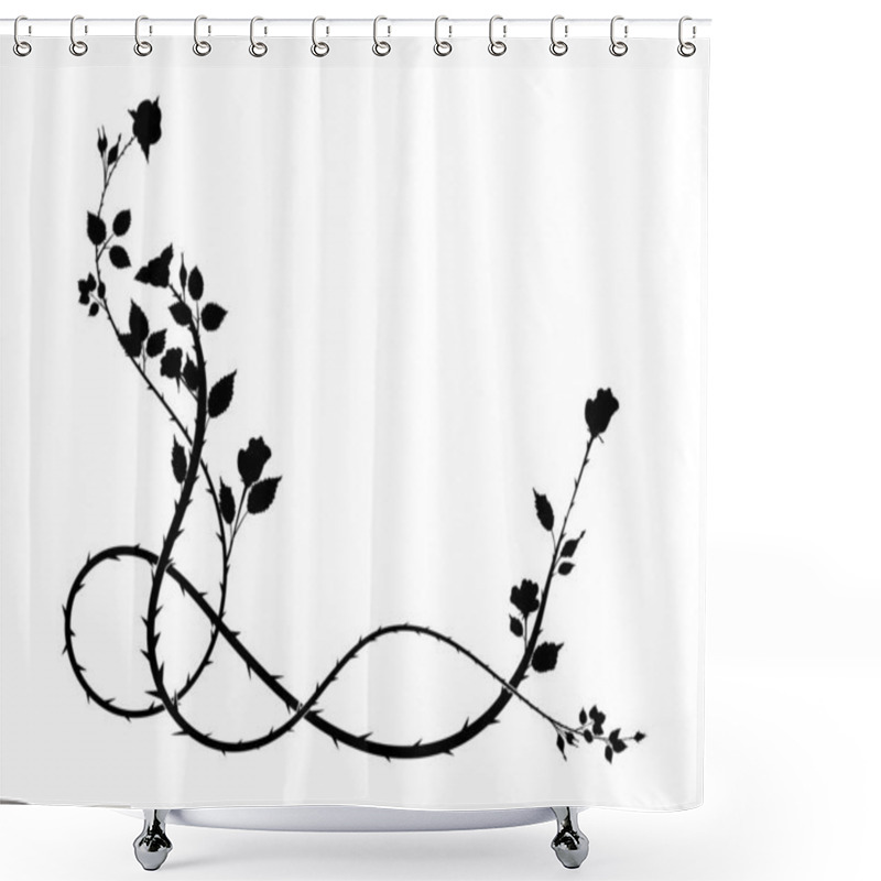 Personality  Pattern Element Corner Of A Rose With Thorns Weaving Plant. Scroll Image Picture Shower Curtains