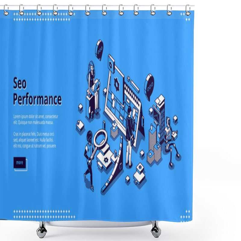 Personality  SEO Performance Isometric Landing Page Banner Shower Curtains