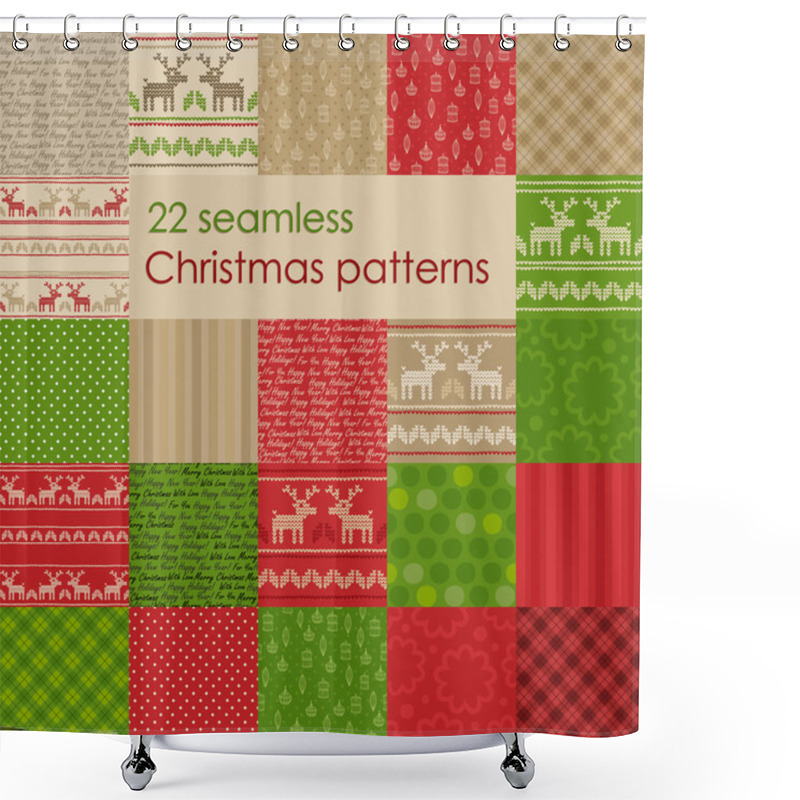 Personality  Set Of Christmas Seamless Patterns. Shower Curtains