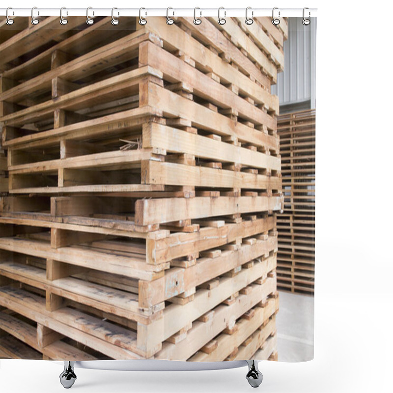 Personality  Wood Pallet In Factory Shower Curtains