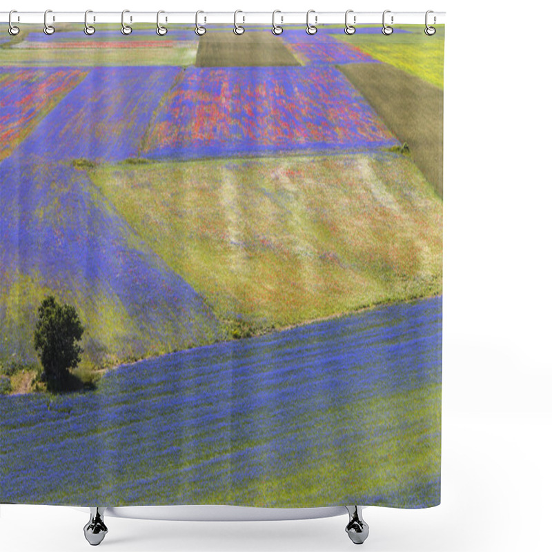 Personality  Landscape Of The Plain Of Castelluccio In Italy Shower Curtains