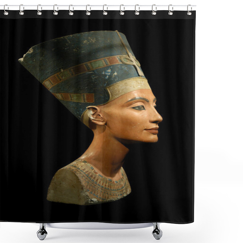 Personality  Queen Nefertiti Isolated On Black Shower Curtains