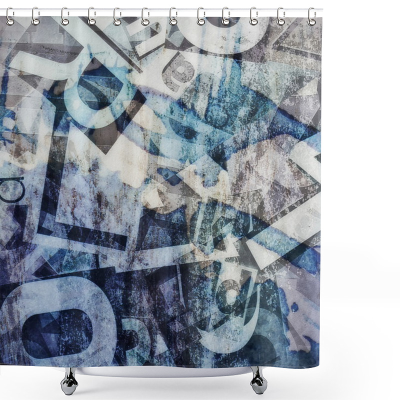 Personality  Grunge Collage Of Letters Background Shower Curtains