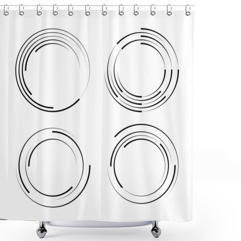 Personality  Set Of Vector Lines In Circle Forms Shower Curtains