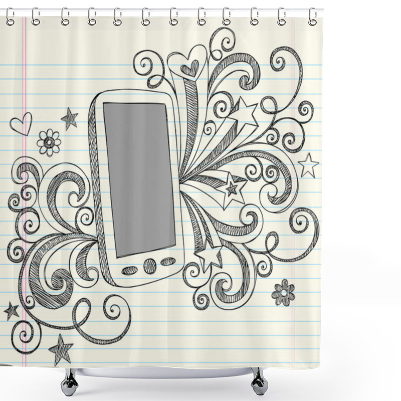 Personality  Cell Phone Sketchy Notebook Doodles Vector Illustration Shower Curtains