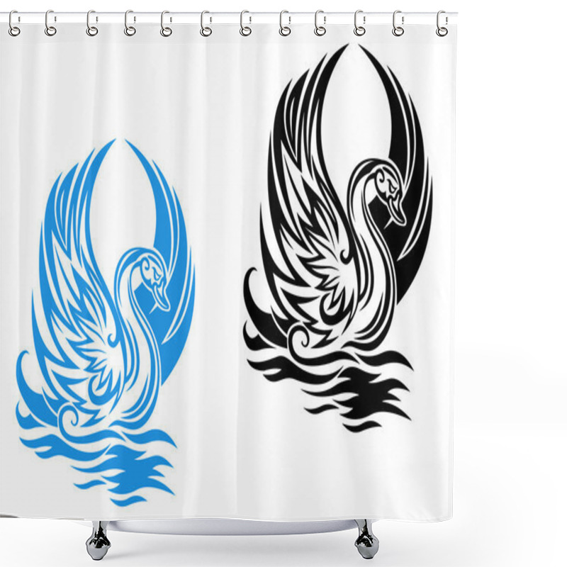 Personality  Swimming Swan Shower Curtains