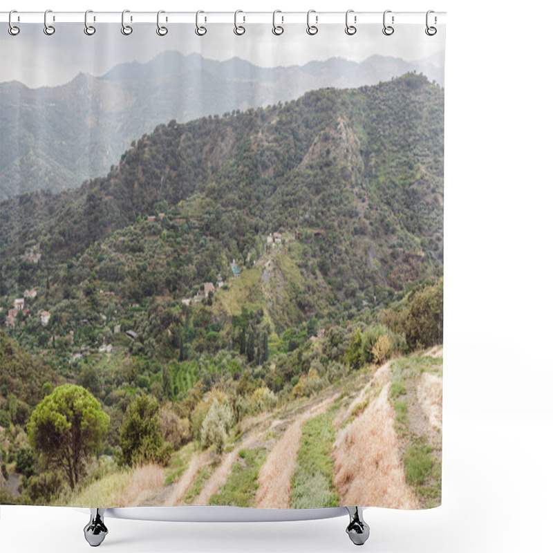 Personality  Green Trees In Tranquil Mountains Against Sky   Shower Curtains