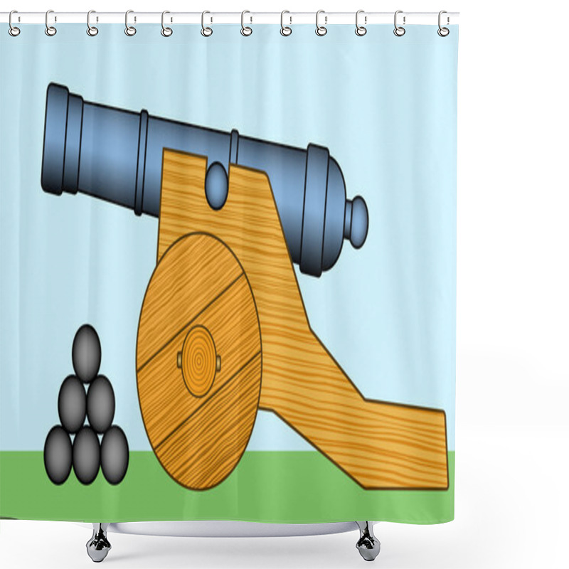 Personality  Retro Cannon Weapon Shower Curtains