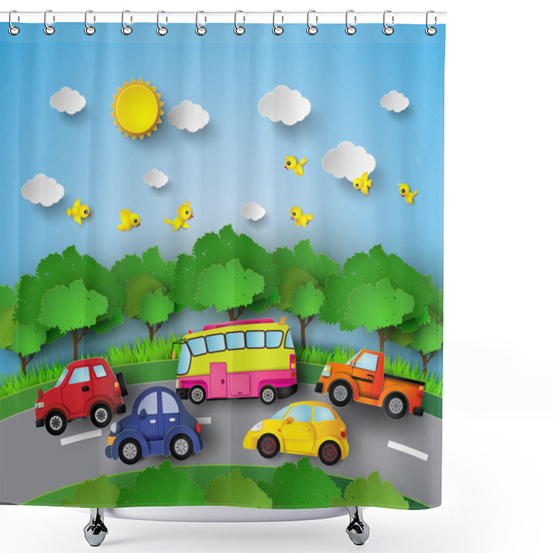 Personality  Car On Road  Shower Curtains