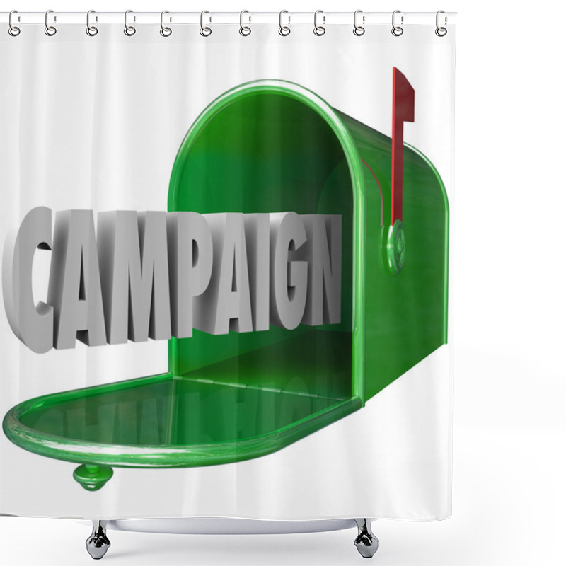 Personality  Campaign 3d Word In A Green Metal Mailbox Shower Curtains