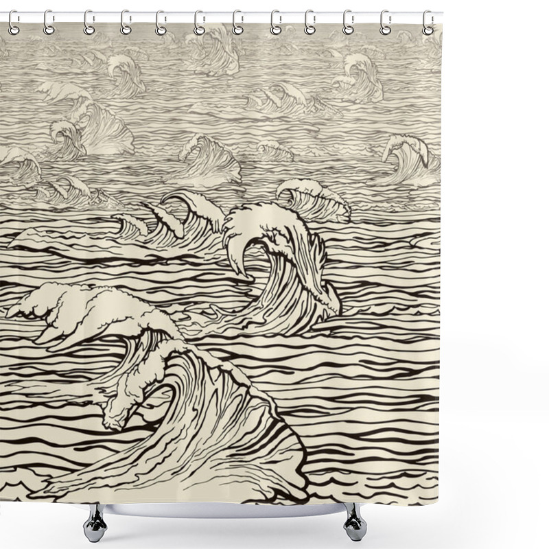 Personality  Waves Landscape Shower Curtains