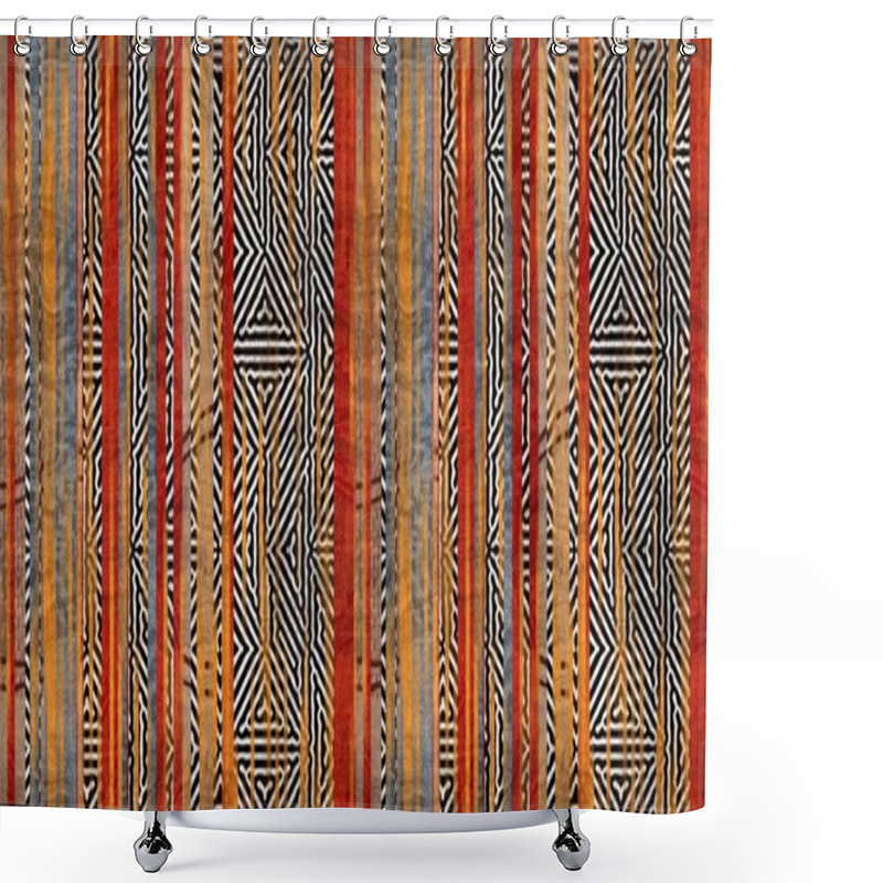 Personality  Seamless Tribal Ethnic Stripe Grungy Border Surface Pattern Design For Print Shower Curtains