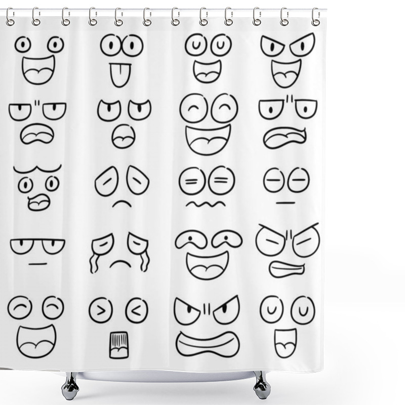 Personality  Vector Set Of Cartoon Face Shower Curtains