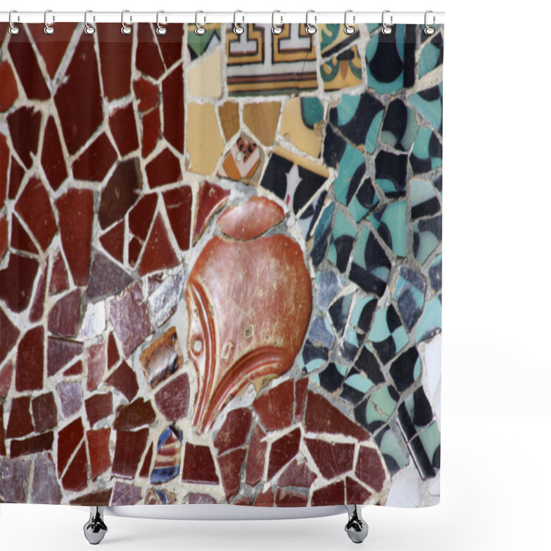 Personality  Mosaic In Park Guell Shower Curtains