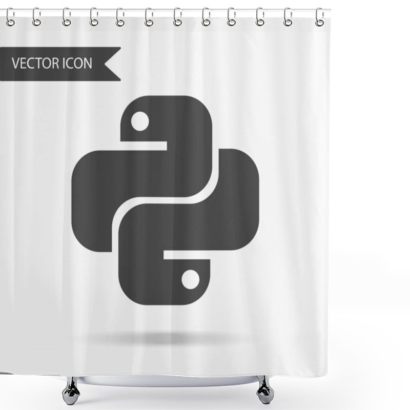 Personality  Vector Illustration Of An Icon Of The Python Programming Language. Logo In The Form Of Two Snakes. Flat Icon On White Background. Shower Curtains