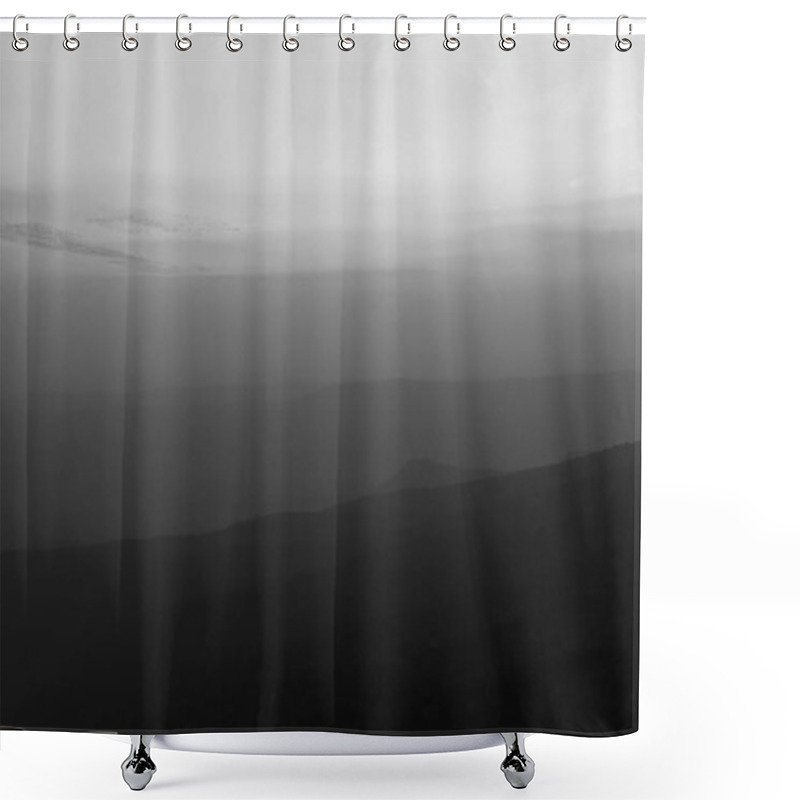 Personality  Beautiful Charming Dramatic Sunset Gradient Shade Mountain Landscape Of Phu Kradueng National Park. Loei, Thailand. Black And White. Shower Curtains