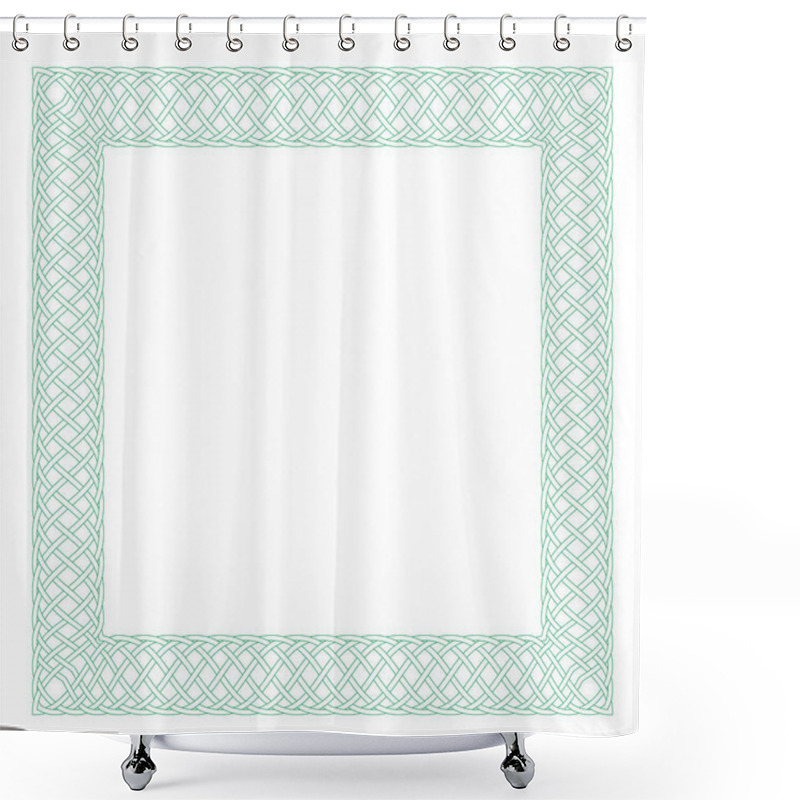 Personality  Square Celtic Knots Frame. Traditional Medieval Frame Pattern Illustration. Scandinavian Ornament As Border Or Frame. Shower Curtains