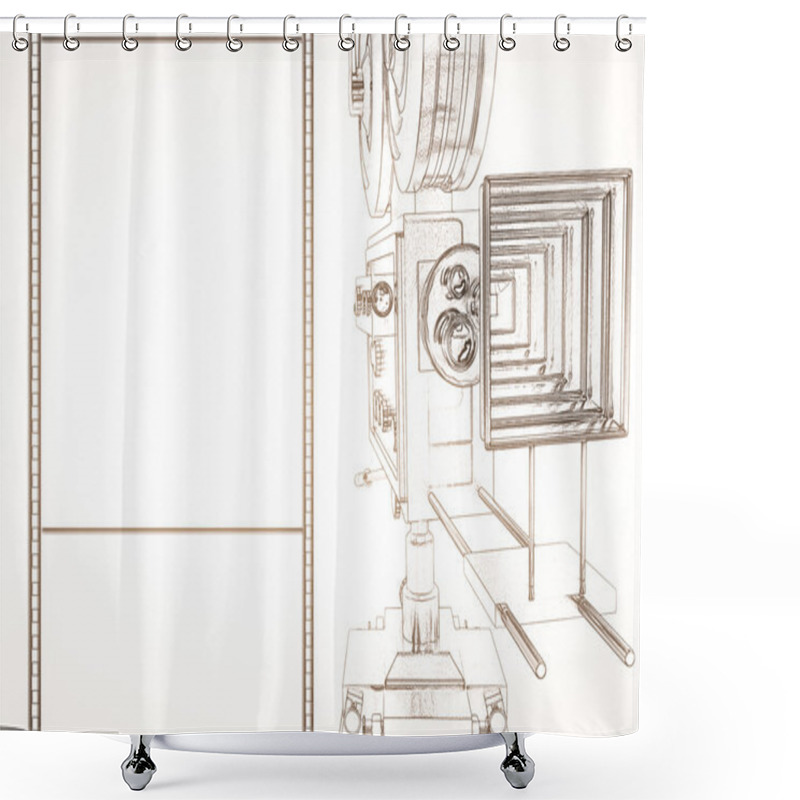 Personality  Movie Camera And Film Strip Shower Curtains