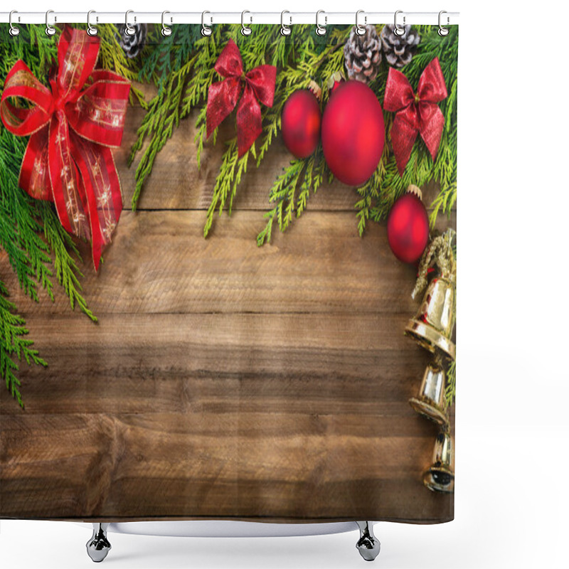 Personality  Christmas Decoration On Wood Shower Curtains