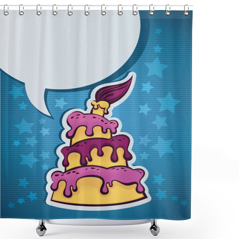 Personality  Birthday Cake, Candle And Speech Bubble Eps 10 Shower Curtains