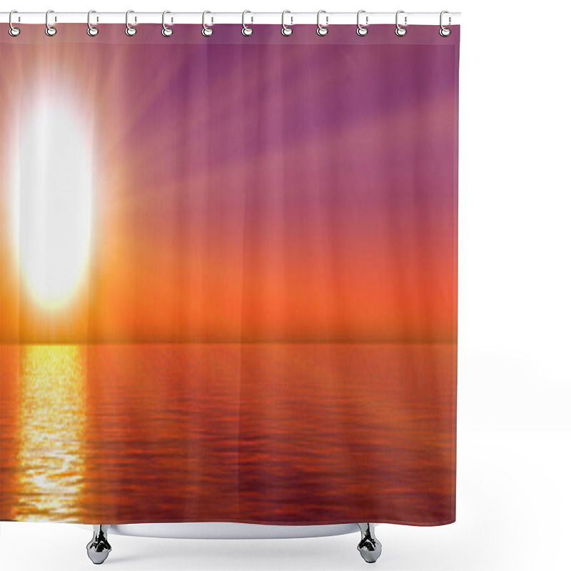 Personality  Sunset Sea Sun Ray Clear Sky, 3d Rendering Illustration Shower Curtains