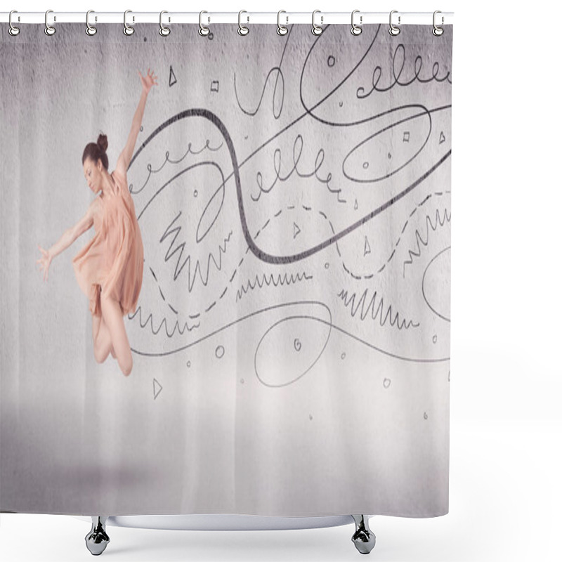 Personality  Ballet Dancer Performing Art Dance With Lines And Arrows Shower Curtains