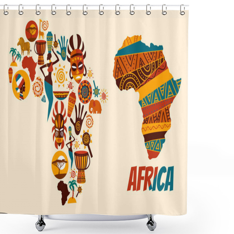 Personality  African And Safari Elements And Icons Shower Curtains