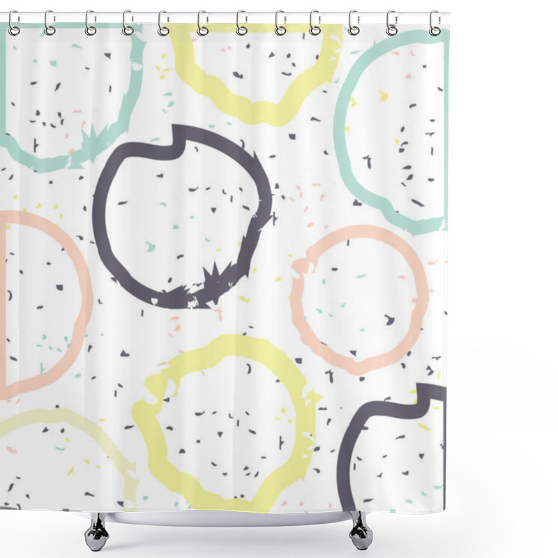 Personality  Bright Contour Dot Pattern. Hand Ink Painted Circles. Design Element For Fabric, Textile, Wrapping Paper. Shower Curtains