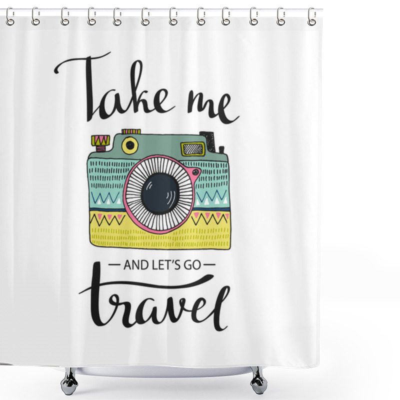 Personality  Retro Photo Camera  Shower Curtains