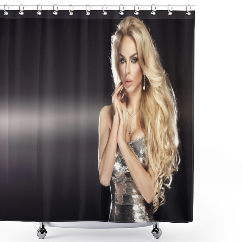 Personality  Portrait Of Elegant Blonde Woman Ready For The Evening. Shower Curtains