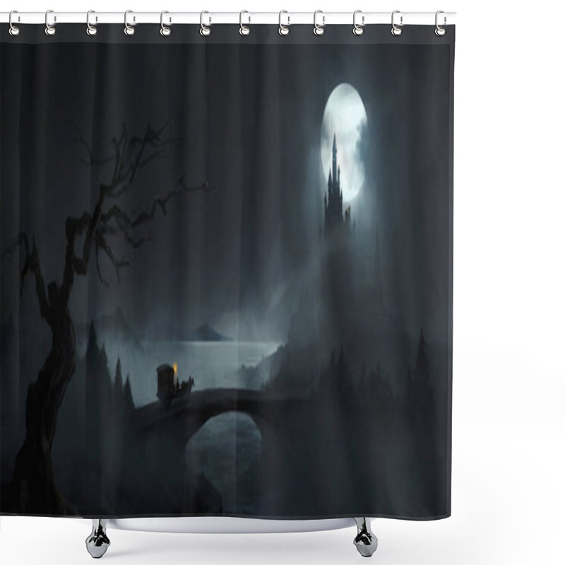 Personality  Magical Scene With Carriage, 3D Illustration. Shower Curtains