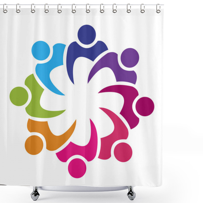 Personality  Teamwork Union 8 People Logo Vector Shower Curtains