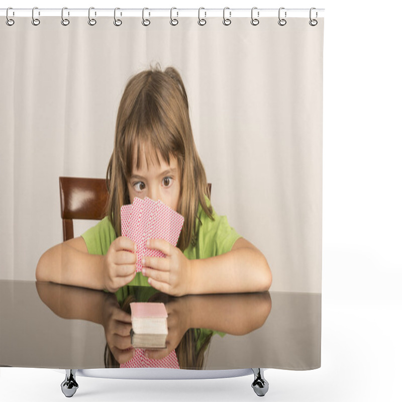 Personality  Little Girl Playing Cards Shower Curtains