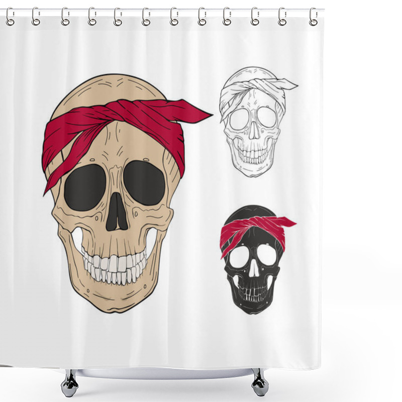 Personality  Skull Wearing Red Bandana. Vector Illustration Shower Curtains