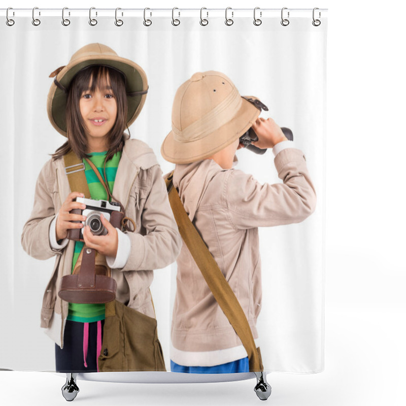 Personality  Girl And Boy Travelers Shower Curtains