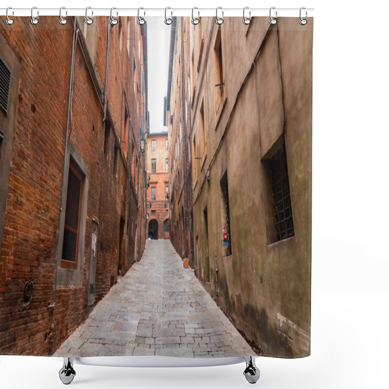 Personality  Siena, Italy - APR 7, 2022: Generic Architecture And Street View From The Historical Italian City Of Siena In Tuscany. Shower Curtains