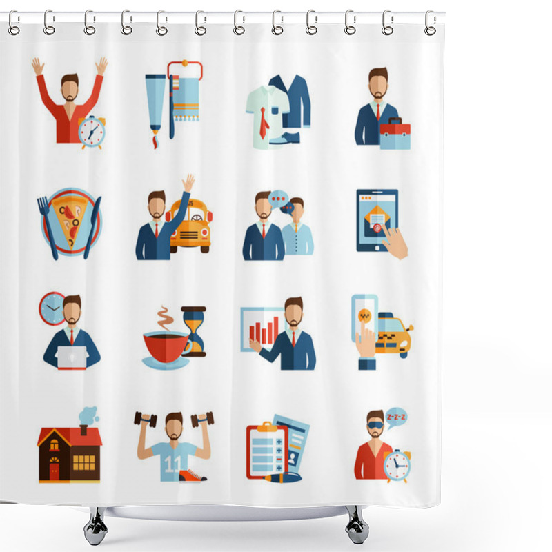 Personality  Man Daily Routine Icons Shower Curtains