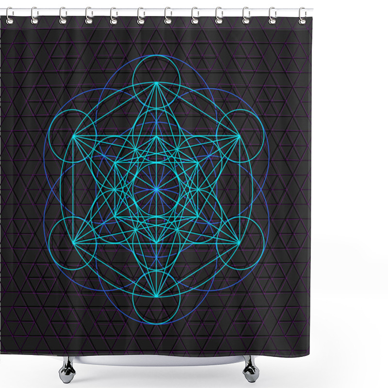 Personality  Metatron Outline Seed Of Life Sacred Geometr Shower Curtains