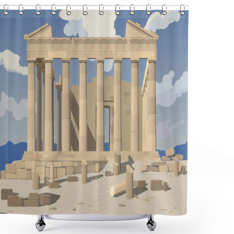 Personality  Athens. Parthenon. Acropolis. Vector. Shower Curtains