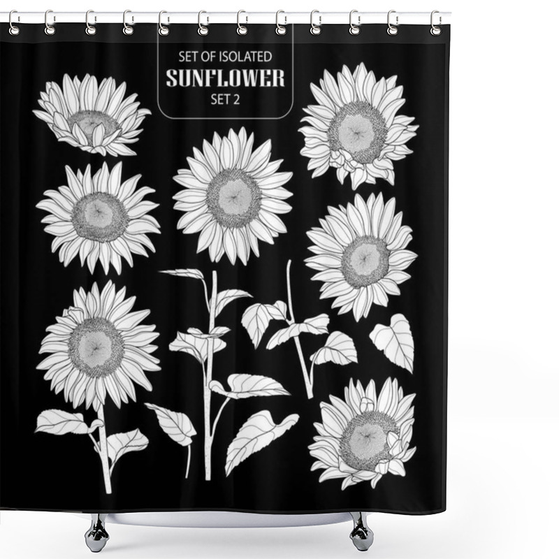 Personality  Set Of Isolated White Silhouette Sunflower Set 2. Shower Curtains