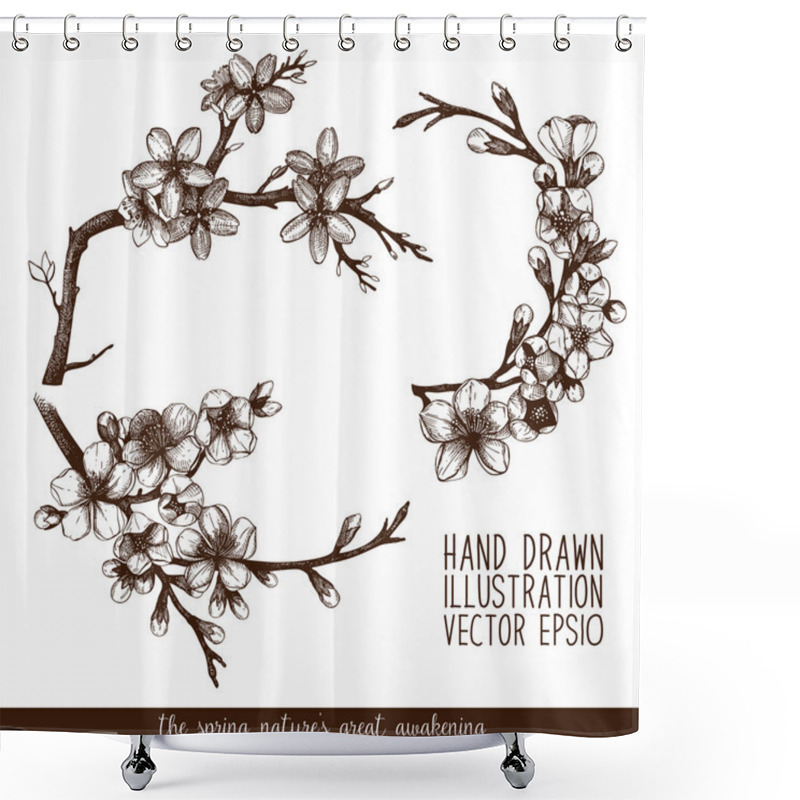 Personality  Blooming Fruit Tree Twigs Shower Curtains