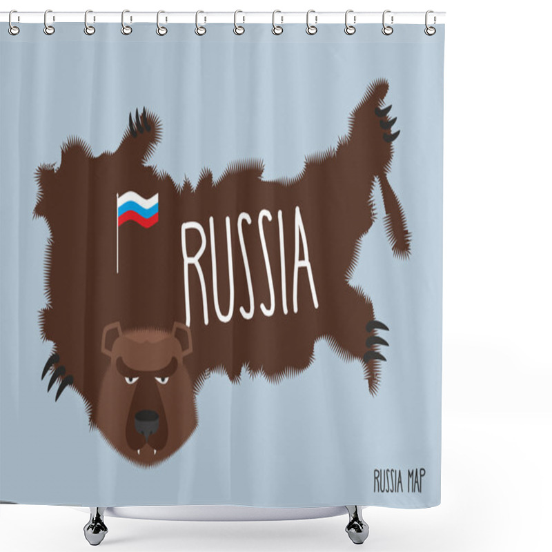 Personality  Map Of Russia In The Form Of Bear Skins. Vector Illustration Shower Curtains