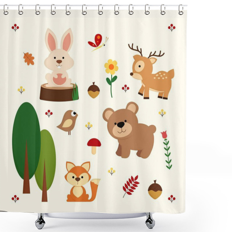 Personality  Woodland Animal Background Shower Curtains