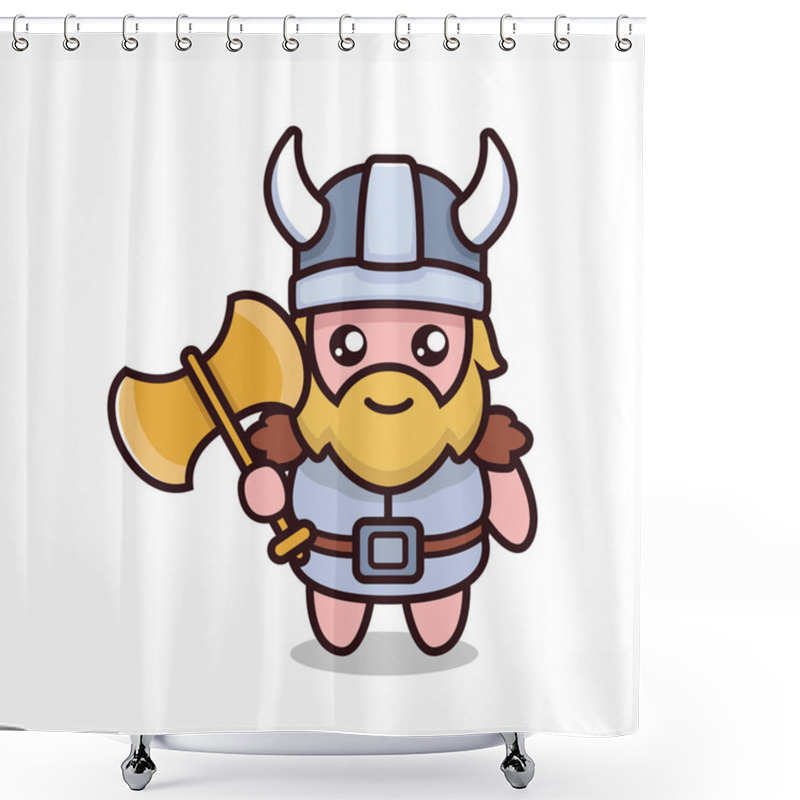 Personality  Cute Viking Mascot Design Illustration Shower Curtains