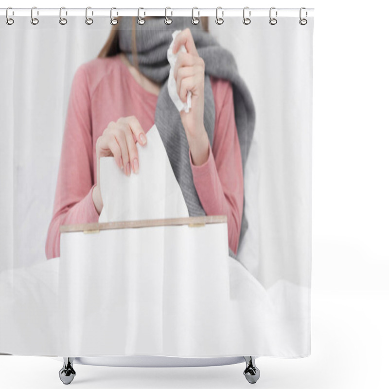 Personality  Sick Girl With Napkins Shower Curtains