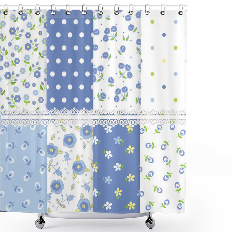 Personality  Set Of Floral Seamless Patterns Shower Curtains