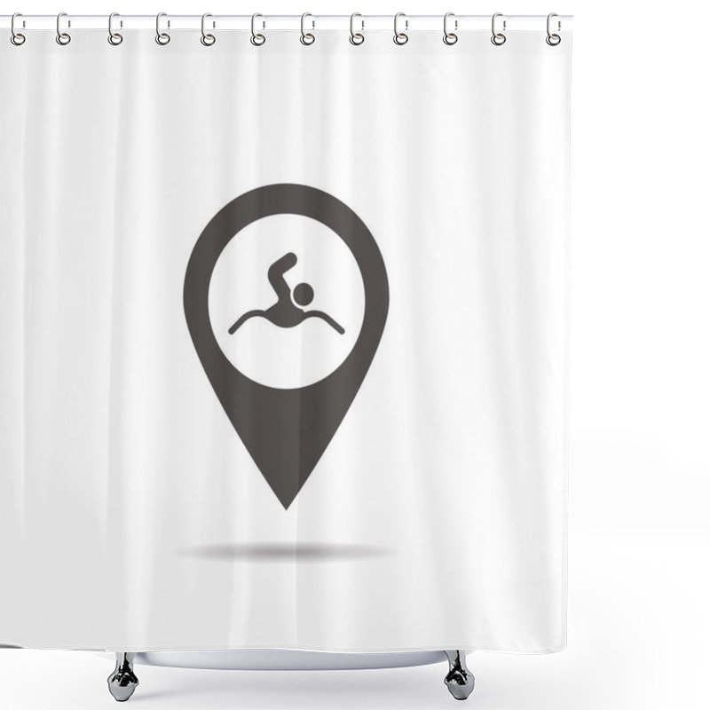 Personality  Swimming Pool Location Icon Shower Curtains