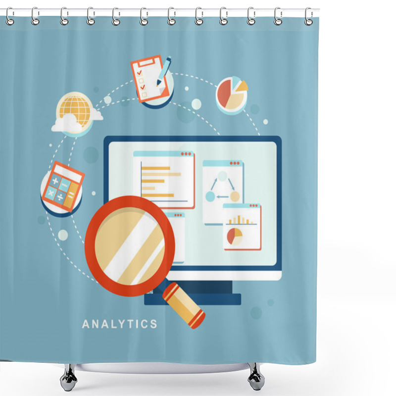 Personality  Flat Design Icon Set Of Analytics Elements Shower Curtains